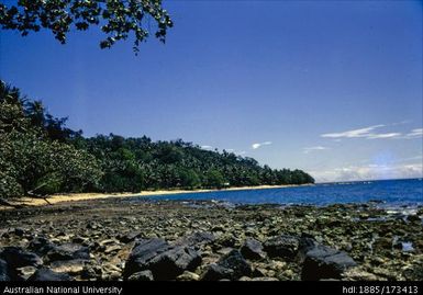 Rakival beach, from rocks on South side of village, looking North