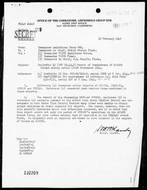 COMPHIB GR 1 - Comments on ComCruDiv 12 (COMTASK-UNIT 32.12.2) Rep of bombardment of Anguar Island, Palau Islands, 9/12-18/45