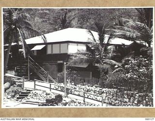 NAPA NAPA, NEW GUINEA. 1943-11-12. ADMINISTRATIVE BUILDING OF THE 2ND AUSTRALIAN WATERCRAFT WORKSHOPS, AUSTRALIAN ELECTRICAL AND MECHANICAL ENGINEERS