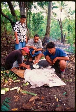 Men in bush,Tonga