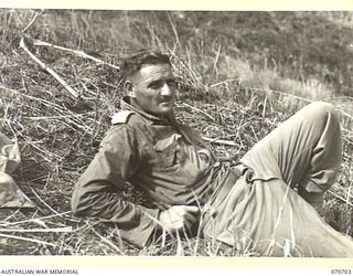 RAMU VALLEY, NEW GUINEA, 1944-02-29. TX703 CAPTAIN OWEN ALFRED CURTIS, OFFICER COMMANDING "D" COMPANY, 2/12TH INFANTRY BATTALION