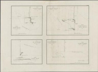 Plan du Grouppe Ifalouk (Archipel des Carolines) : Plan Gruppy Ifaluk (Arkhipelaga Karolinskago) ; Plan du Grouppe Namolouk (Archipel des Carolines) = Plan Gruppy Namoluk (Arkhipelaga Karolinskago) ; Plan de l'Ile Rosario / les quatre plans sont dresses par Mr. Zavalichine, Lieutt. de Veau = Plan Ostrova Rozario ; Plan du Grouppe Eourypygue (Archipel des Carolines) = Plan Gruppy Eurypyg (Arkhipelaga Karolinskago)