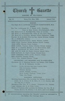 Church Gazette, Polynesia: May 1929