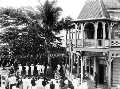 Raising the Union Jack in Samoa