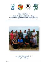 GEFPAS integrated island biodiversity final project review meeting, 23-25 November, Vava'u and 25th Tongatapu, Kingdom of Tonga