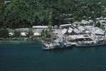 Aerial photo taken of the research ship R/V Argo (in center), while stationed in port in the Pago Pago Harbor. Pago Pago is the capital town of American Samoa. It is actually a village that is often mistaken to be a city (as in a capital or port city) of this south Pacific territory of the United States of America. The village is located on Pago Pago Harbor, in the island of Tutuila. Circa 1967