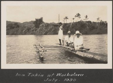 Outrigger canoe near Waibalavu, Fiji, July 1930