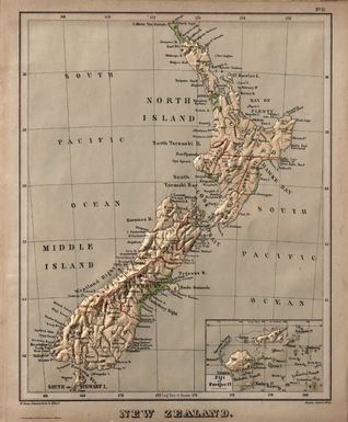 New Zealand. W. Swan Sonnenschein & Allen's Plastic School Atlas. (inset) Fiji or Feedjee Is.