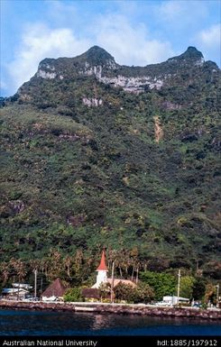 French Polynesia - Temple of Ebene Ezera, Vaitape - from distance