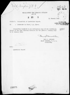 ARMY, 81ST INFANTRY DIVISION HDQTRS - Report of Operations - Palau Islands to New Caledonia to Leyte Islands, Philippines to Japan, 1/5/45 to 1/10/46