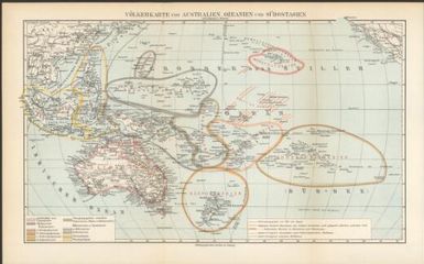 Völkerkarte von Australian, Ozeanien und Südostasien / nach Ratzel u. Sievers