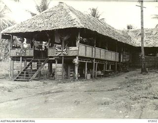 MILNE BAY, NEW GUINEA. 1944-04-04. THE RECREATION ROOM AT THE AUSTRALIAN COMFORTS FUND BULK STORES RECENTLY COMPLETED BY NATIVE LABOUR FOR THE USE OF ALL MEMBERS OF THE FORCES