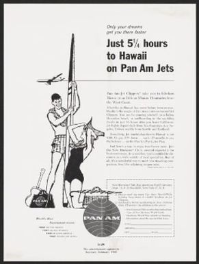 Just 5 1/2 hours to Hawaii on Pan Am Jets