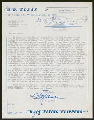 [Letter from M.D. Klaas to David Aiken, August 26, 1993]