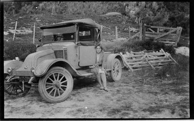 Velma Hare with Arrol-Johnston car
