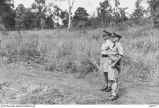 Review of 21st Australian Infantry Brigade by Major General (Maj Gen) A S Allen CB CBE DSO VD, General Officer Commanding 7th Australian Division and Brigader A W Potts DSO MC, Commanding 21st ..