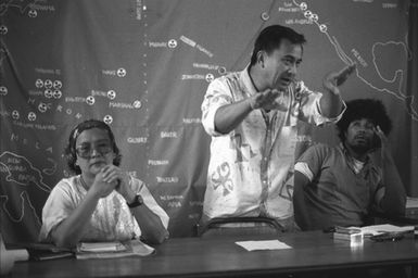 Tahitian anti-nuclear politician, Charlie Ching, at Pacific Peace Hui, Auckland