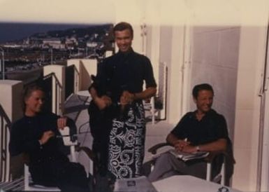 Selection of color photos of Porfirio Rubirosa with other people. Some photos were most likely taken in Hawaii, 1940-1945