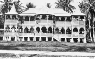 Herbertshohe, New Britain. c. 1914. A large house which was used as barracks for Australian troops. Herbertshohe was later renamed Kokopo. (Donor J.J. Cummins)