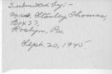 Thomas, Philip N., Letter, 1944