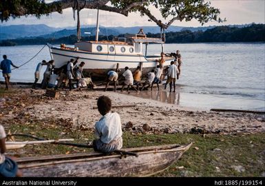 Launching mission boat, New Hebrides