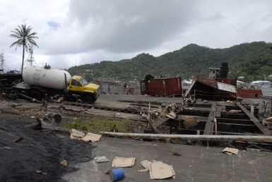 Earthquake ^ Tsunami - Pago Pago, American Samoa, October 1, 2009 -- The port in Pago Pago was damaged by the recent tsunami. This picture shows of the damage. FEMA/Casey Deshong