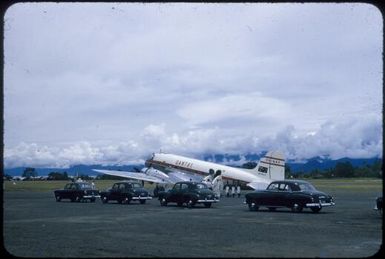 Reception on the tarmac at Lae for Prince Phillip, 1956, [2] Tom Meigan
