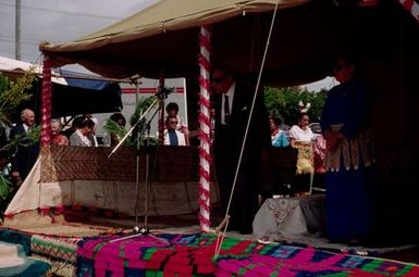 King Taufa'ahau Tupou IV, sovereign of the Kingdom of Tonga, addressing his people at the dedication of new Grey Lynn church