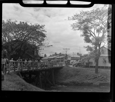 Bridge and buildings in Ba, Fiji