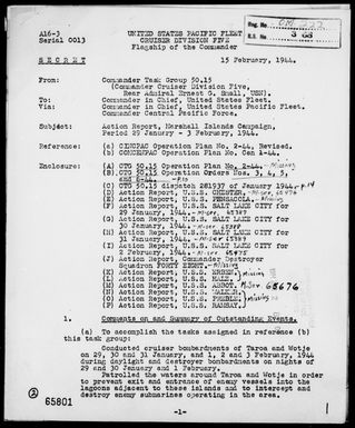 COMTASK-GROUP 50.15 - Act Rep, Marshall Islands, 1/29/44 to 2/3/44