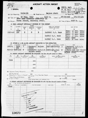 VMSB-331 - ACA Rep #239-Air opers against the Marshall Islands on 7/30/45