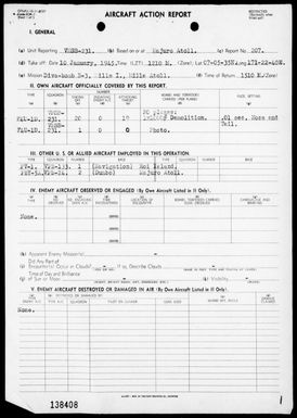 VMSB-231 - ACA Reps Nos 207-210 – Air opers against Nauru Island & the Marshall Islands, 1/10-21/45