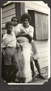 Portrait of three Fijians, Suva, Fiji, 1929 / C.M. Yonge
