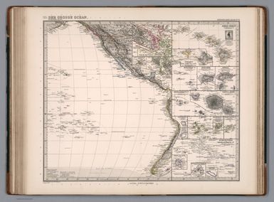 (Polynesien und) der Grosse Ocean (Oestliches Blatt). (insets) (Polynesian Islands).