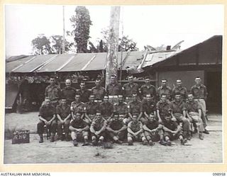 TOROKINA, BOUGAINVILLE. 1945-11-21. MEMBERS OF QUARTERMASTER GENERAL'S STAFF, REGIMENTAL HEADQUARTERS, 4 FIELD REGIMENT. THE REGIMENT SERVED WITH DISTINCTION IN THE RECENT BOUGAINVILLE CAMPAIGN