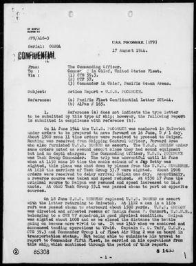 USS POCOMOKE - Report of Operations Off Saipan Island, Marianas During the Period 6/14/44 to 7/8/44