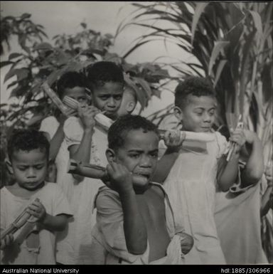 Children eating sugar cane