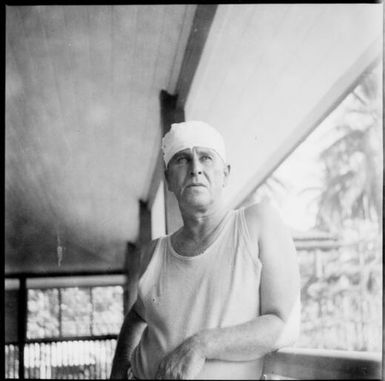 E.W.P. Chinnery wearing a bandage for an injury resulting from a car crash, Rabaul, New Guinea, 1937 / Sarah Chinnery