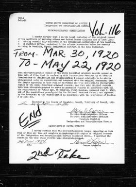 Volume 116: March 30, 1920 - May 22, 1920