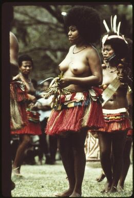 Decorative dancing at the Independence Day Celebration (2) : Port Moresby, Papua New Guinea, 1975 / Terence and Margaret Spencer