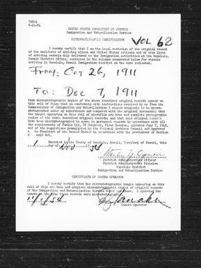 Volume 62: October 26, 1911 - December 7, 1911