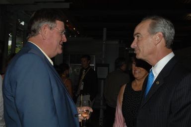 [Assignment: 48-DPA-07-13-08_SOI_K_Philly_Rec] Reception at Independence National Historical Park for attendees at the National Governors Association Centennial Meeting in Philadelphia, Pennsylvania. Secretary Dirk Kempthorne [and Independence National Historical Park Deputy Superintendent Darla Sidles delivered official remarks; and the Secretary conversed with fellow NGA attendees, among them Pennsylvanina Governor Edward Rendell, Vermont Governor James Douglas, Wyoming Governor Dave Freudenthal, Guam Governor Felix Camacho, former Tennessee Governor Don Sundquist, and former Michigan Governor John Engler.] [48-DPA-07-13-08_SOI_K_Philly_Rec_IOD_9283.JPG]