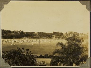 Crowds awaiting the arrival of Charles Kingsford-Smith at Albert Park, Suva, Fiji, 1928