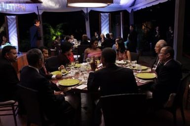 Barack Obama and Michelle Obama attend the Leaders Dinner at the APEC summit in Honolulu, Hawaii, November 12, 2011