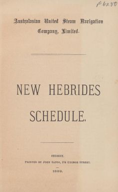 New Hebrides schedule / Australasian United Steam Navigation Company.