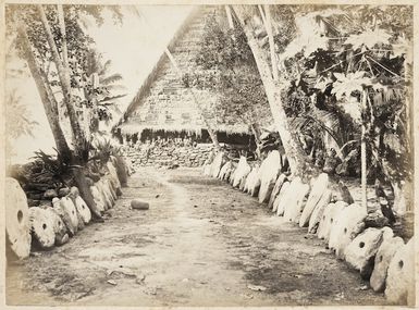 Road leading to a meeting house in Tomil, Yap, Caroline Islands, Pacific Ocean