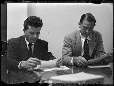 Pan American World Airways series, unidentified members of a staff recruitment commission, Canton island, Republic of Kiribati