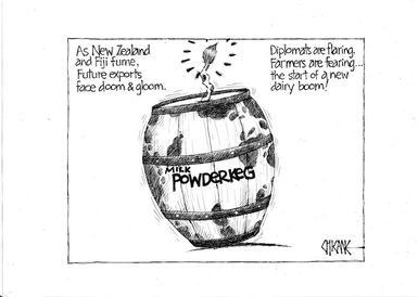 As New Zealand and Fiji fume, future exports face doom & gloom. Diplomats are flaring. Farmers are fearing... the start of a new dairy boom! 29 December 2008.