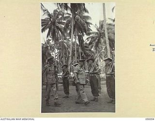 AITAPE, NEW GUINEA. 1945-03-19. GENERAL SIR THOMAS A. BLAMEY, COMMANDER-IN-CHIEF, ALLIED LAND FORCES, SOUTH WEST PACIFIC AREA (2), ACCOMPANIED BY BRIGADIER J.E.G. MARTIN, COMMANDER 19 INFANTRY ..