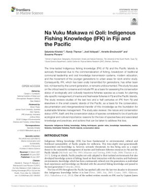Na Vuku Makawa ni Qoli: Indigenous Fishing Knowledge (IFK) in Fiji and the Pacific.